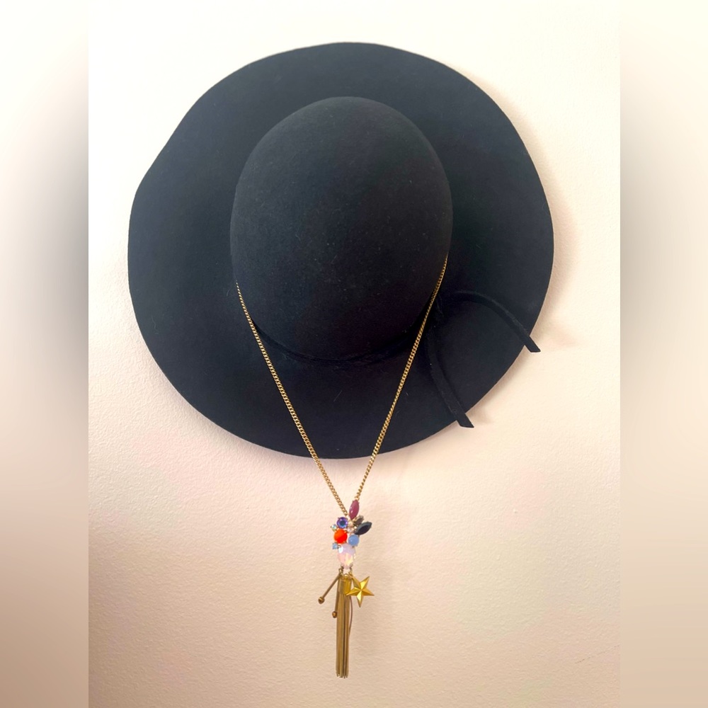 J.Crew Super chics tassel necklace with multi gemstones. Gold. Like new!